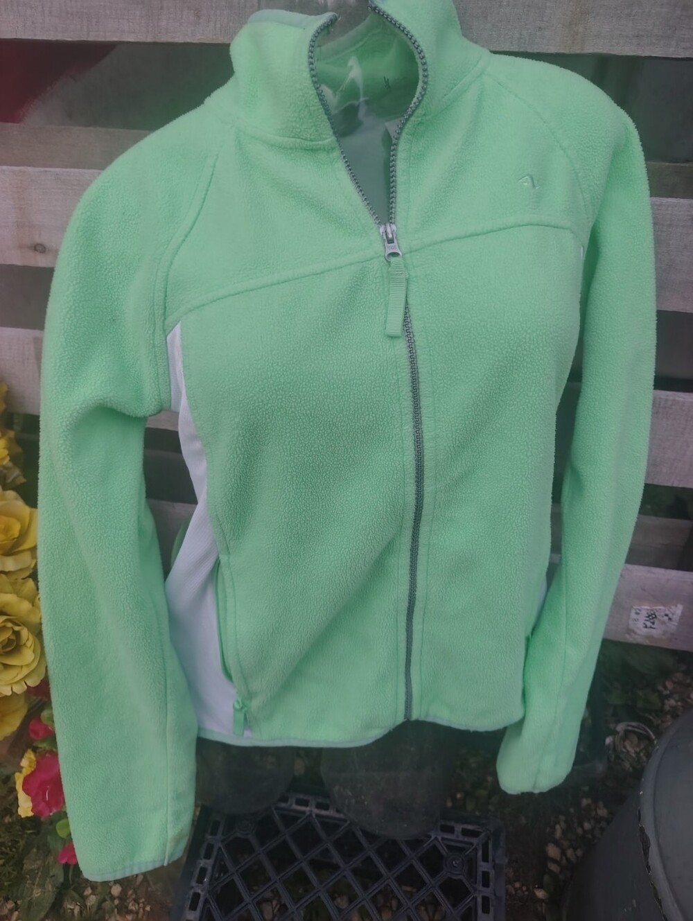 Athletic Works Light Green Teddy Fleece Jacket with White Panels SiZe 8